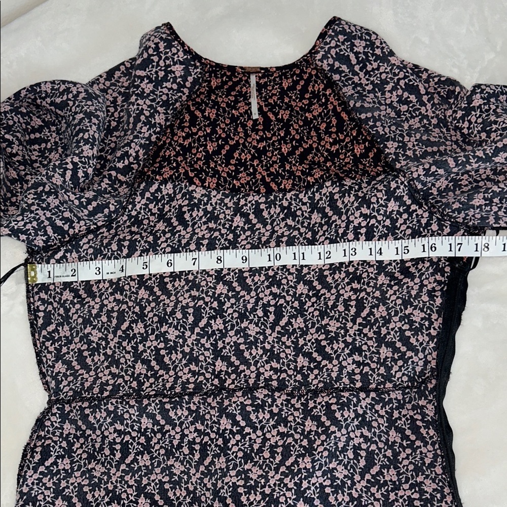 Free People Tunic Mini Dress Or Top Floral Tie Wrap Front Sz S - Picture 12 of 14
